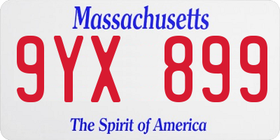 MA license plate 9YX899