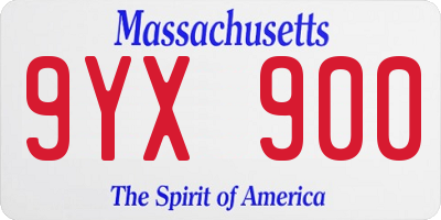 MA license plate 9YX900