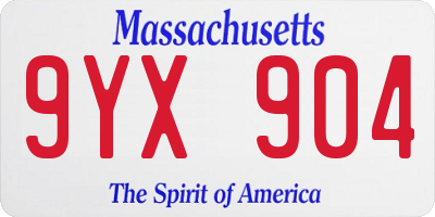 MA license plate 9YX904