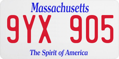 MA license plate 9YX905