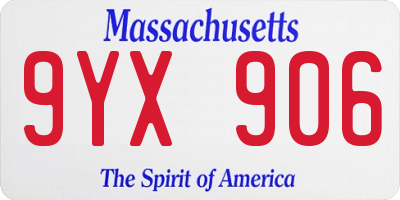 MA license plate 9YX906