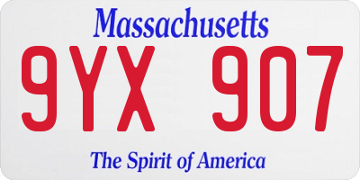 MA license plate 9YX907