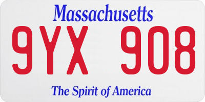 MA license plate 9YX908