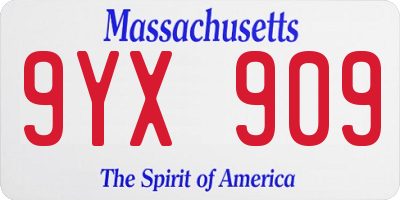 MA license plate 9YX909