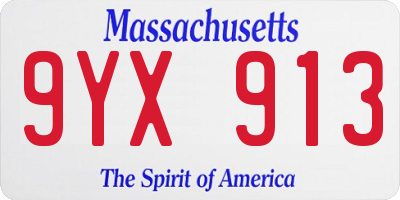 MA license plate 9YX913