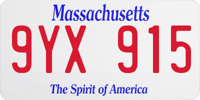 MA license plate 9YX915