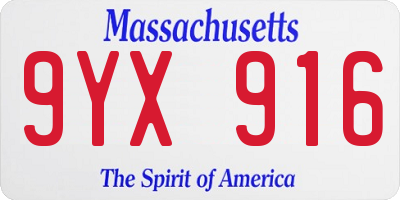 MA license plate 9YX916