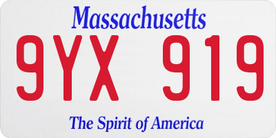 MA license plate 9YX919