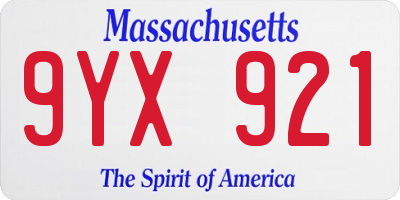 MA license plate 9YX921
