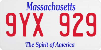 MA license plate 9YX929