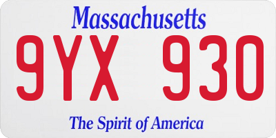 MA license plate 9YX930