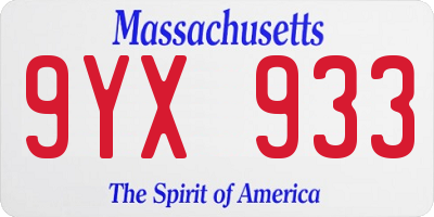 MA license plate 9YX933
