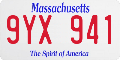 MA license plate 9YX941
