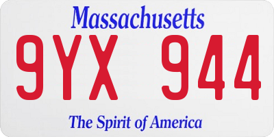 MA license plate 9YX944