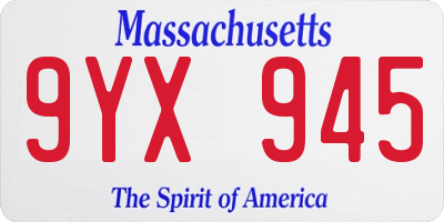 MA license plate 9YX945