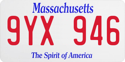 MA license plate 9YX946
