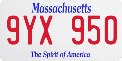 MA license plate 9YX950