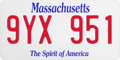 MA license plate 9YX951