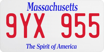 MA license plate 9YX955