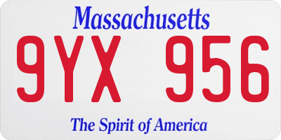 MA license plate 9YX956