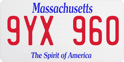 MA license plate 9YX960