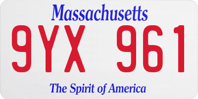 MA license plate 9YX961
