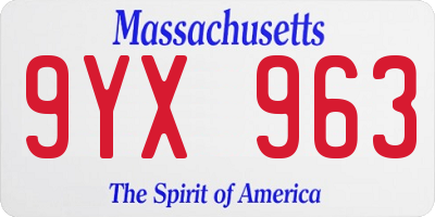 MA license plate 9YX963
