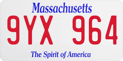 MA license plate 9YX964