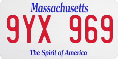 MA license plate 9YX969