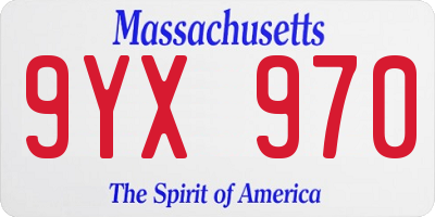 MA license plate 9YX970