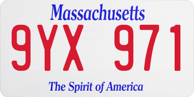 MA license plate 9YX971