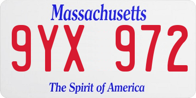 MA license plate 9YX972