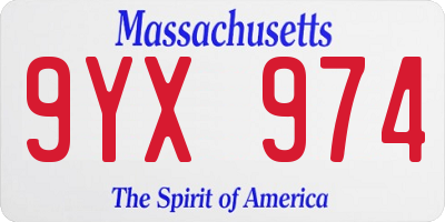 MA license plate 9YX974