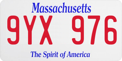 MA license plate 9YX976