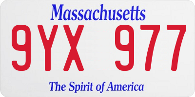 MA license plate 9YX977