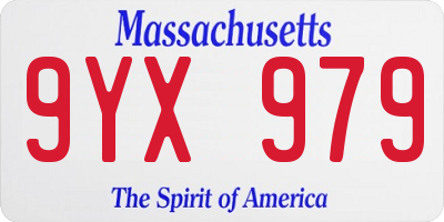 MA license plate 9YX979