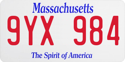 MA license plate 9YX984