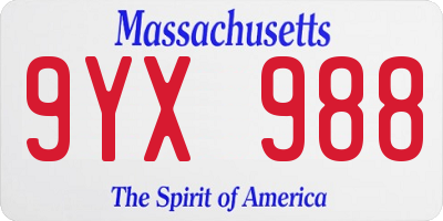 MA license plate 9YX988