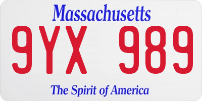 MA license plate 9YX989