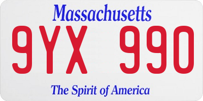 MA license plate 9YX990