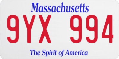 MA license plate 9YX994