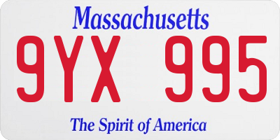 MA license plate 9YX995