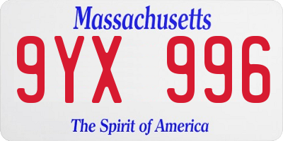 MA license plate 9YX996
