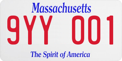 MA license plate 9YY001