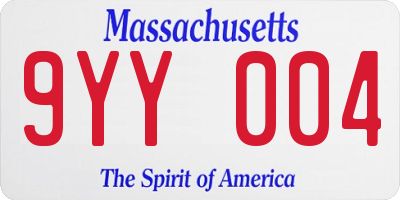 MA license plate 9YY004