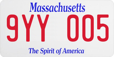 MA license plate 9YY005
