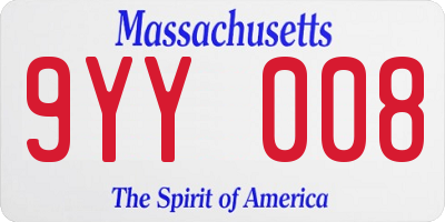 MA license plate 9YY008