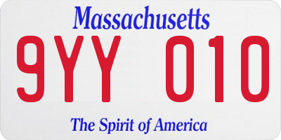 MA license plate 9YY010