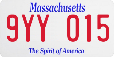 MA license plate 9YY015