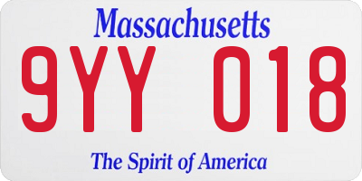 MA license plate 9YY018